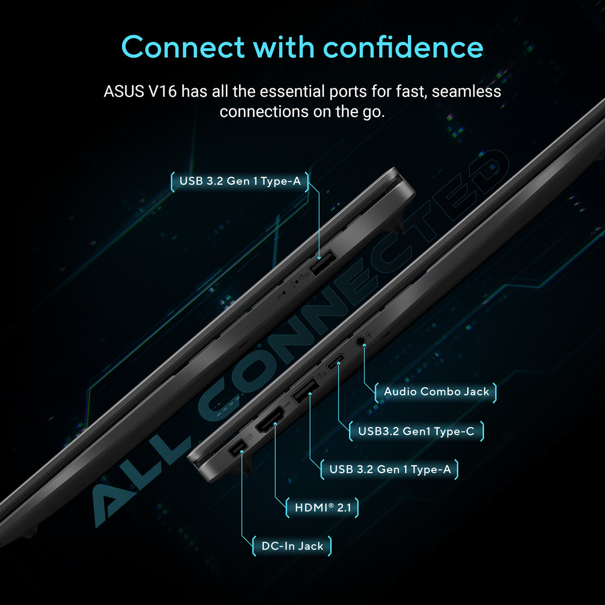 ASUS V16 V3607VM-TK148W Intel Core 7 240H Laptop 40.6 cm (16") WUXGA 16 GB DDR5-SDRAM 1 TB SSD NVIDIA GeForce RTX 5060 Wi-Fi 6 (802.11ax) Windows 11 Home Black