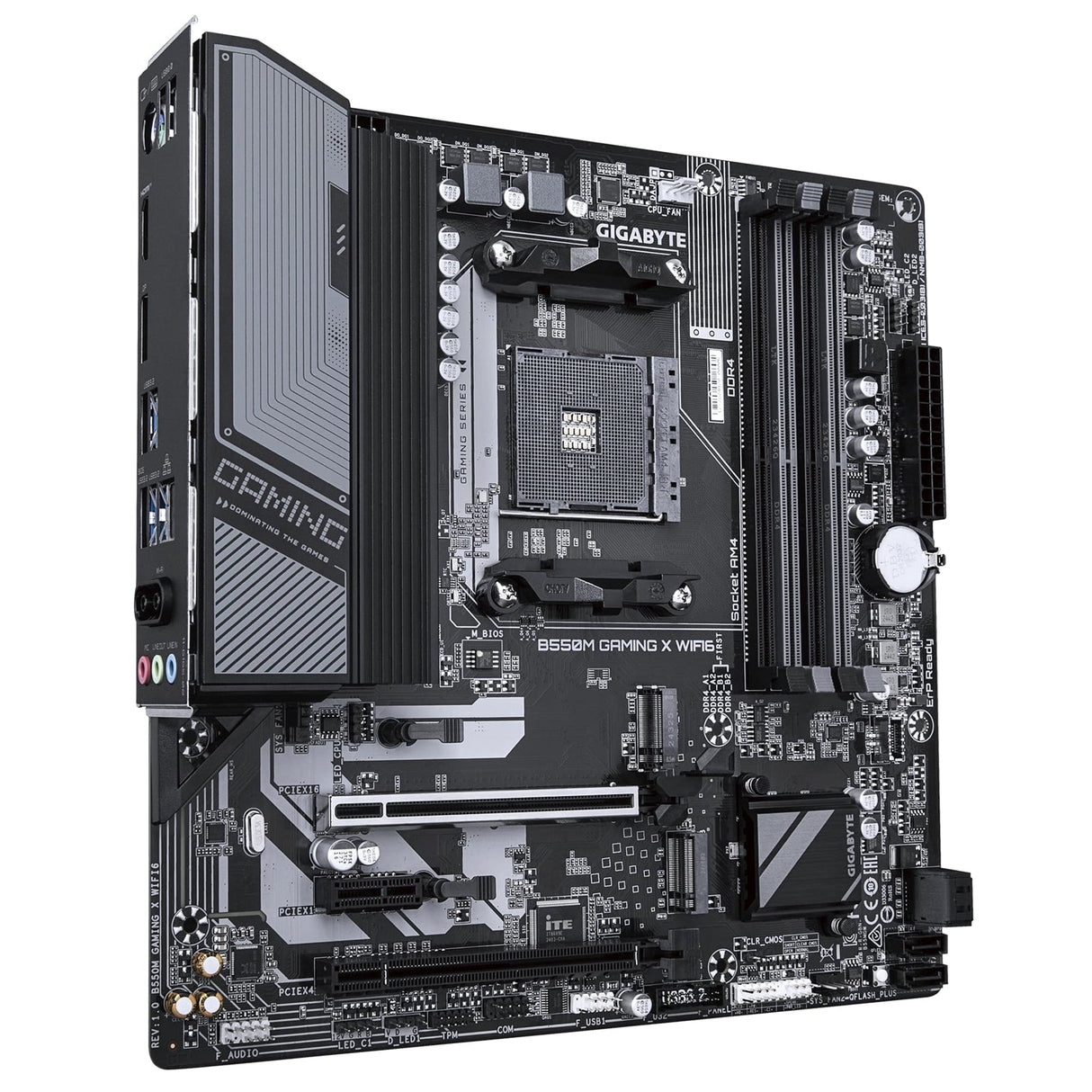 Gigabyte B550M GAMING X WIFI6 AMD AM4 Socket Motherboard, Micro-ATX, 4x DDR4 Slots, 2x M.2 Sockets, Fitted I/O Shield, GbE LAN, Wi-Fi 6, 1x DisplayPort / 1x HDMI Port