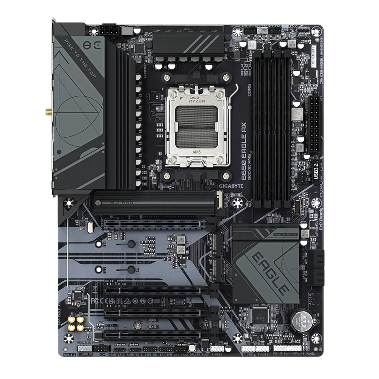 Gigabyte B650 EAGLE AX AMD AM5 Socket Motherboard, ATX, 4x DDR5 Slots, 3x M.2 Sockets, Fitted I/O Shield, GbE LAN, Wi-Fi 6E, 1x DisplayPort / 1x HDMI Port