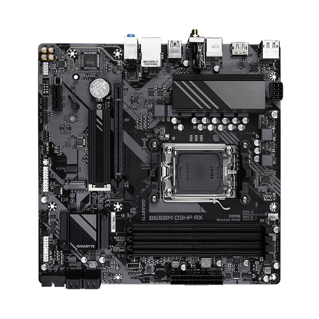 Gigabyte B650M D3HP AX Ultra Durable AMD AM5 Socket Motherboard, Micro-ATX, 4x DDR5 Slots, 2x M.2 Sockets, 2.5GbE LAN, Wi-Fi 6E, 2x DisplayPorts / 1x HDMI Port