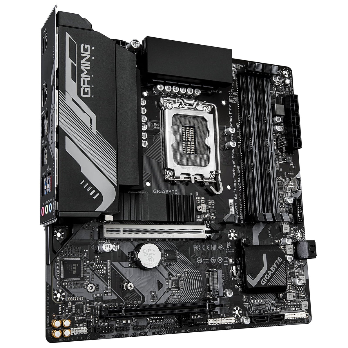 Gigabyte B760M GAMING X DDR4 GEN5 Intel 1700 Socket Motherboard, Micro-ATX, 4x DDR4 Slots, 2x M.2 Sockets, Fitted I/O Shield, 2.5GbE LAN, 1x DisplayPort / 1x HDMI Port