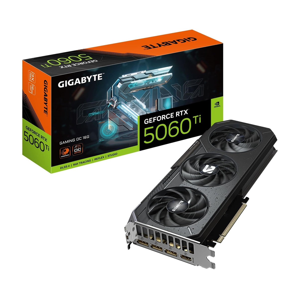 Gigabyte NVIDIA GeForce RTX 5060 Ti Gaming OC 16GB GDDR7 Graphics Card, 4608 CUDA Cores, 2647 MHz Core Clock, Triple Fan, RGB, 3x DisplayPorts / 1x HDMI Ports