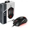 MSI CLUTCH GM08 Optical Gaming Mouse '4200 DPI Optical Sensor, 6 Programmable button, Symmetrical design, Durable switch with 10+ Million Clicks, Weight Adjustable, Red LED'
