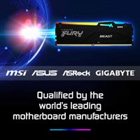 Kingston FURY Beast KF552C40BB2AK2-64 64GB (2x 32GB) DIMM System Memory, 5200MHz, DDR5, CL40, Black, RGB, Intel XMP