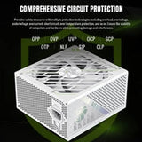 GAMEMAX GX-850 Pro Modular 80 Plus Gold ATX3.0 PCIe 5.0 PSU With 135mm FDB Fan, White