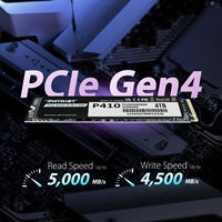 Patriot P410 (P410P1TBM28H) 1TB PCIe Gen4 x4 M.2 SSD ,  Read 5000MB/s, Write 4500MB/s, 5 Year Limited Warranty