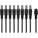 8 Way Power Splitter Cable DC 1x Female 8x Male 5.5 x 2.1mm Plug for CCTV - Black