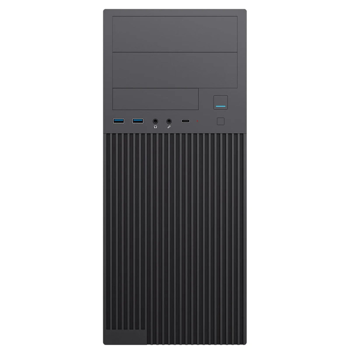 CiT Academy Mid-Tower Office PC Case With USB Type C and 80mm Rear Black Fan and 500W Power Supply Included