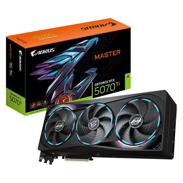 Gigabyte NVIDIA GeForce RTX 5070 Ti AORUS MASTER 16GB GDDR7 Graphics Card, 8960 CUDA Cores, 2588 MHz Core Clock, Triple Fan, RGB, 3x DisplayPorts / 1x HDMI Port