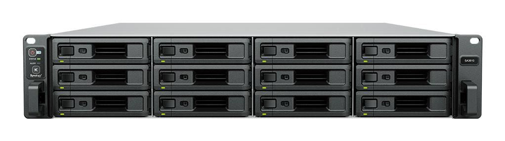 Synology 144TB, 2U, Intel Xeon D-1567 (12x 2.1GHz), 16GB DDR4 ECC RDIMM, 12x 2.5"/3.5" SAS/SATA, 4x 1GbE, 2x 10GbE, 2x USB 3.2 Gen1