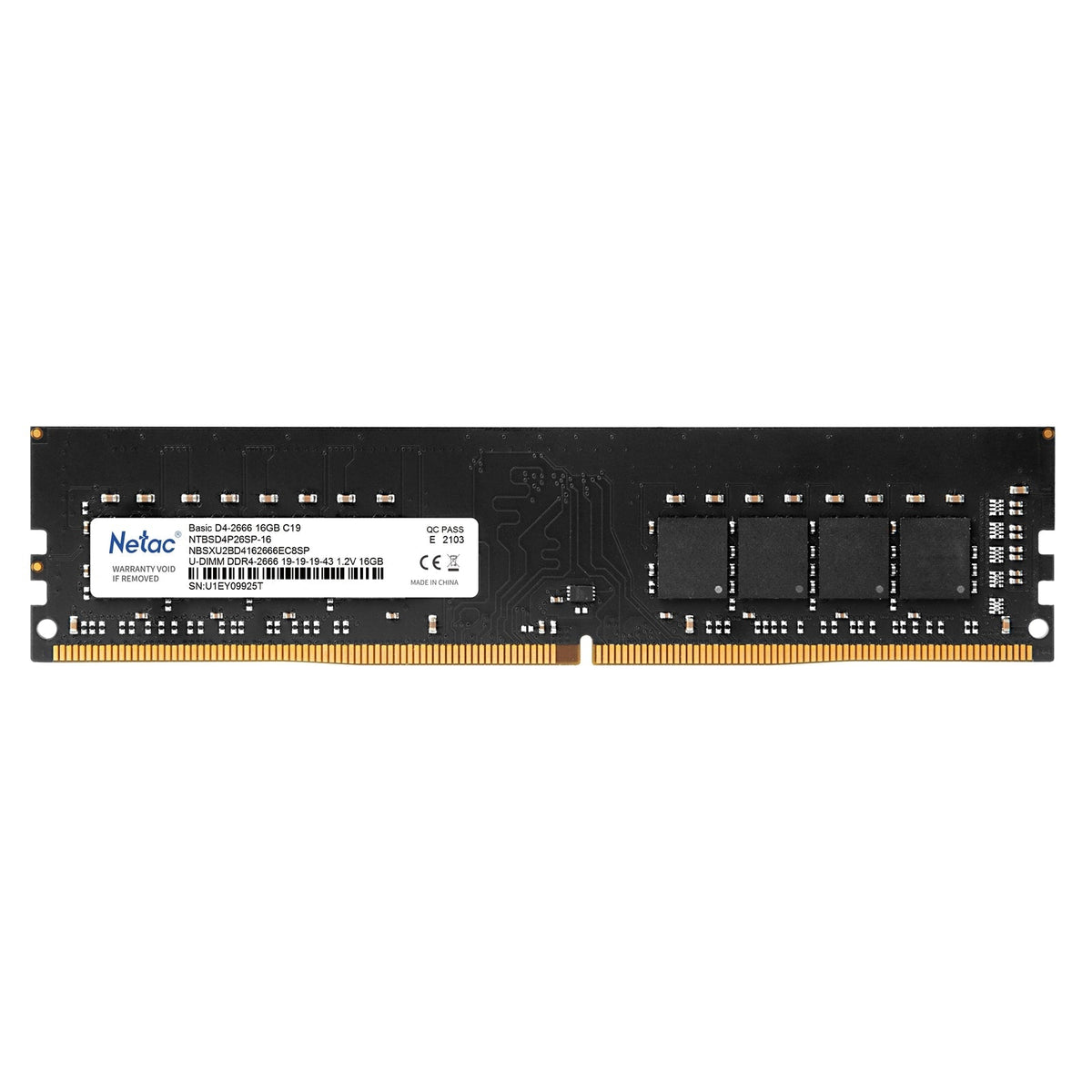 Netac Basic NTBSD4P32SP-16 16GB (1x 16GB) DIMM System Memory, 3200MHz, DDR4, CL16