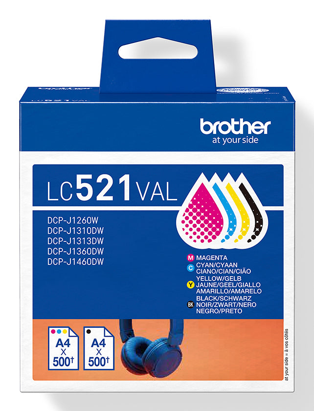 Brother LC521VAL Genuine Ink Cartridge Value Pack